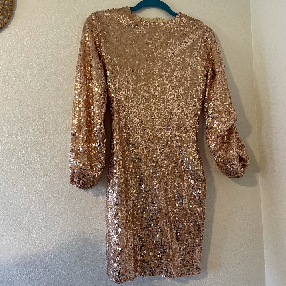Gold sequin short party dress dance formal small